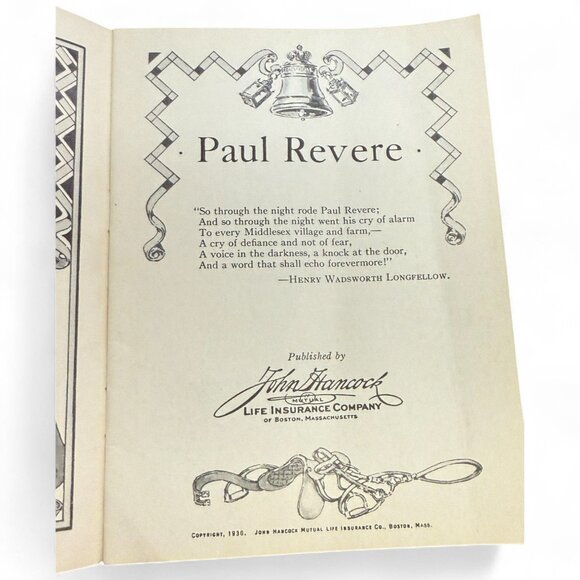 Paul Revere Booklet Circa 1930 Published By John Hancock Mutual Life Insurance C - Picture 3 of 14